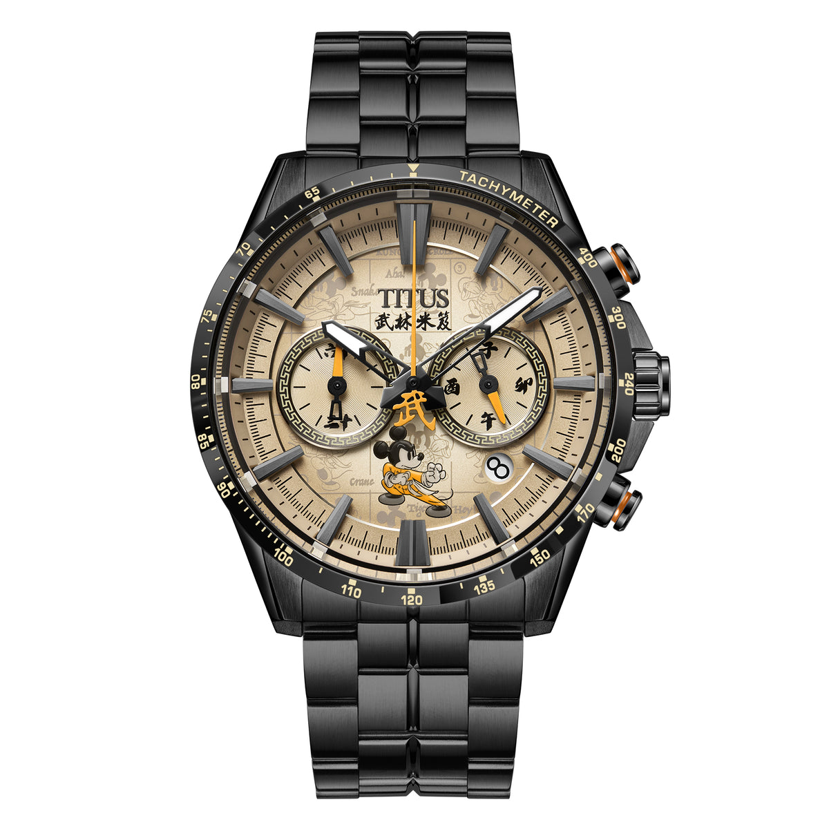 [MEN] Solvil et Titus x Mickey Mouse "Master Mickey" Limited Edition Black Stainless Steel Chronograph Watch [W06-03367-002]