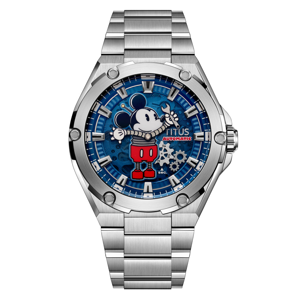 [MEN] Solvil et Titus x Mickey Mouse "Charged Up" Limited Edition Stainless Steel Mechanical Skeleton Watch [W06-03379-001]